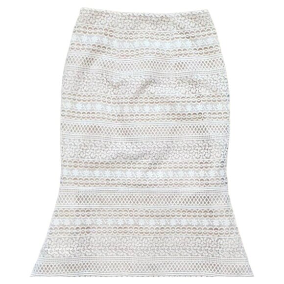 La Femme White Nude Lace Two Piece Formal Gown Dress Size 2 Designer - Picture 12 of 16